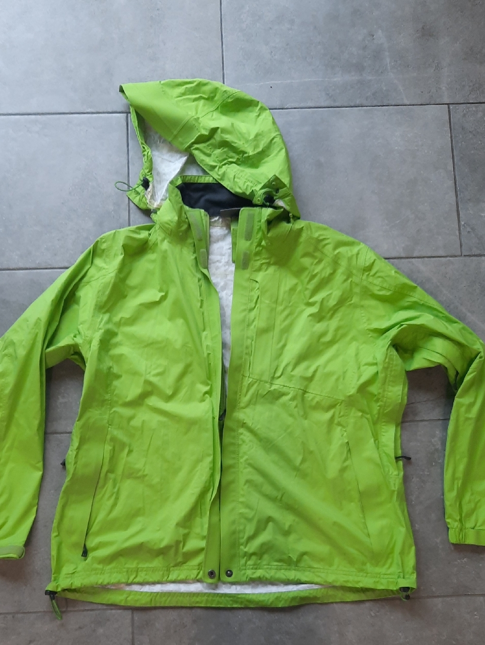 REI Women's Lime Green Packable Rain Jacket With Removable Hood - XL